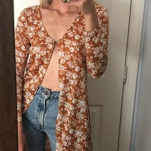 Vintage Floral long-sleeve blouse/cardigan